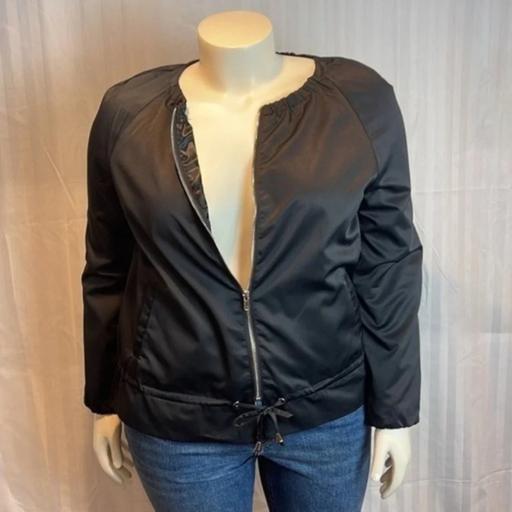 Meaneor Black‎ lightweight Water Resistant Zip Front Jacket Size XL